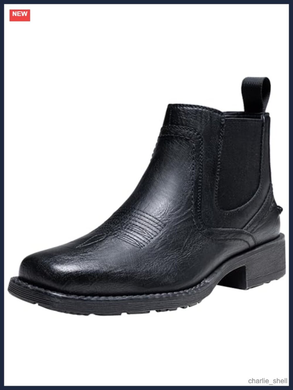 Men's Square Toe Slip On Western Chelsea Ankle Boots Synthetic Rubber Sole